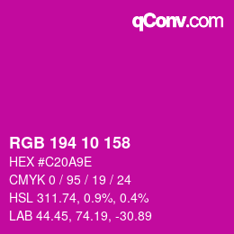 Color code: RGB 194 10 158 | qconv.com