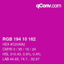 カラーコード: RGB 194 10 162 | qconv.com