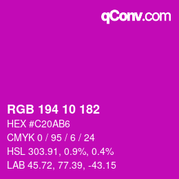 カラーコード: RGB 194 10 182 | qconv.com