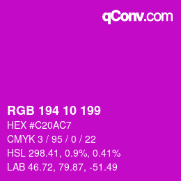 Color code: RGB 194 10 199 | qconv.com