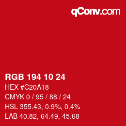 颜色代码: RGB 194 10 24 | qconv.com