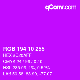 颜色代码: RGB 194 10 255 | qconv.com