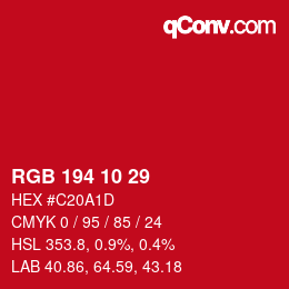 カラーコード: RGB 194 10 29 | qconv.com