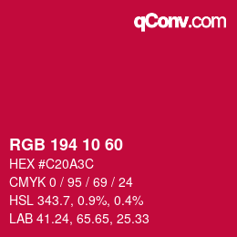 颜色代码: RGB 194 10 60 | qconv.com