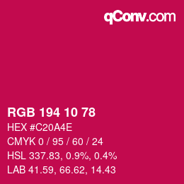 Color code: RGB 194 10 78 | qconv.com
