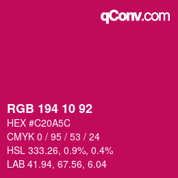 颜色代码: RGB 194 10 92 | qconv.com