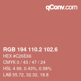 カラーコード: RGB 194 110.2 102.6 | qconv.com