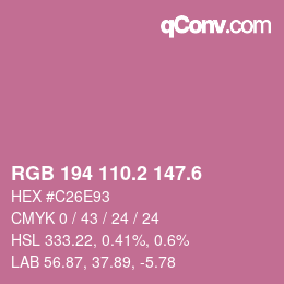 カラーコード: RGB 194 110.2 147.6 | qconv.com