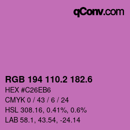 カラーコード: RGB 194 110.2 182.6 | qconv.com