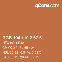 カラーコード: RGB 194 110.2 67.6 | qconv.com