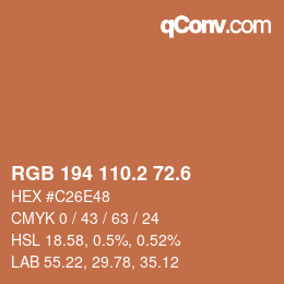 カラーコード: RGB 194 110.2 72.6 | qconv.com