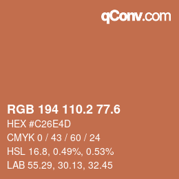カラーコード: RGB 194 110.2 77.6 | qconv.com