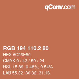 カラーコード: RGB 194 110.2 80 | qconv.com