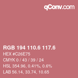 カラーコード: RGB 194 110.6 117.6 | qconv.com