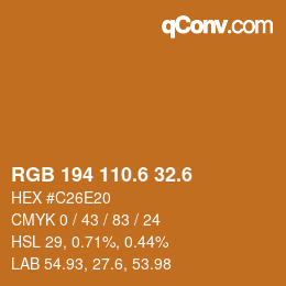 カラーコード: RGB 194 110.6 32.6 | qconv.com