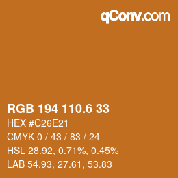 カラーコード: RGB 194 110.6 33 | qconv.com