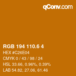 カラーコード: RGB 194 110.6 4 | qconv.com