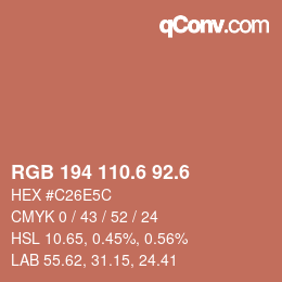カラーコード: RGB 194 110.6 92.6 | qconv.com