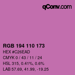 カラーコード: RGB 194 110 173 | qconv.com