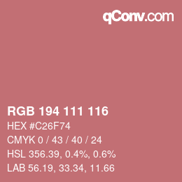 カラーコード: RGB 194 111 116 | qconv.com