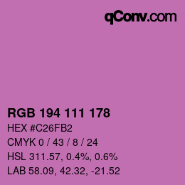 カラーコード: RGB 194 111 178 | qconv.com