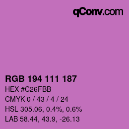 カラーコード: RGB 194 111 187 | qconv.com
