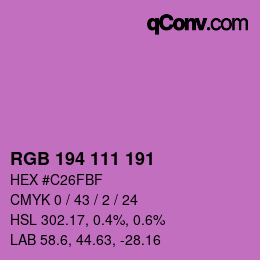 カラーコード: RGB 194 111 191 | qconv.com