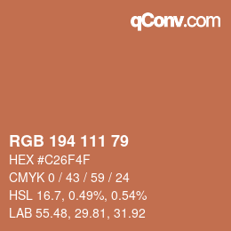 Color code: RGB 194 111 79 | qconv.com