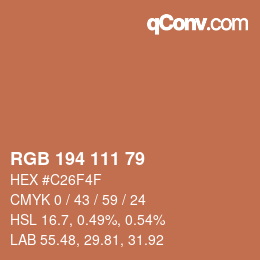 Color code: RGB 194 111 79 | qconv.com