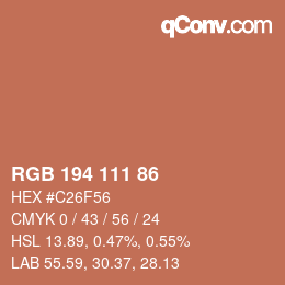 Color code: RGB 194 111 86 | qconv.com