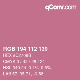 颜色代码: RGB 194 112 139 | qconv.com