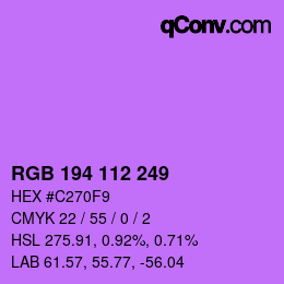 カラーコード: RGB 194 112 249 | qconv.com