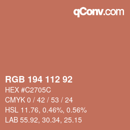 カラーコード: RGB 194 112 92 | qconv.com