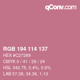 カラーコード: RGB 194 114 137 | qconv.com