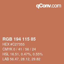 Color code: RGB 194 115 85 | qconv.com