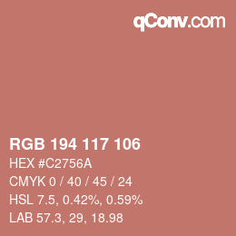 Color code: RGB 194 117 106 | qconv.com