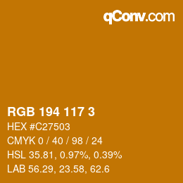 カラーコード: RGB 194 117 3 | qconv.com