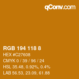 カラーコード: RGB 194 118 8 | qconv.com