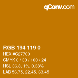 颜色代码: RGB 194 119 0 | qconv.com