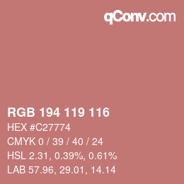 Color code: RGB 194 119 116 | qconv.com