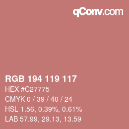 Color code: RGB 194 119 117 | qconv.com