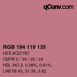 Color code: RGB 194 119 135 | qconv.com