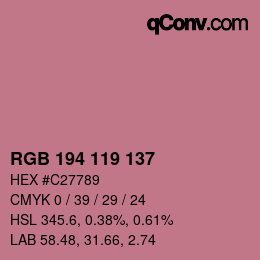 Farbcode: RGB 194 119 137 | qconv.com