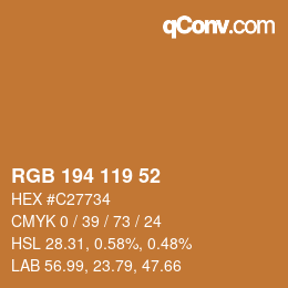 Color code: RGB 194 119 52 | qconv.com