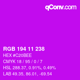 Color code: RGB 194 11 238 | qconv.com