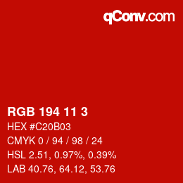 カラーコード: RGB 194 11 3 | qconv.com