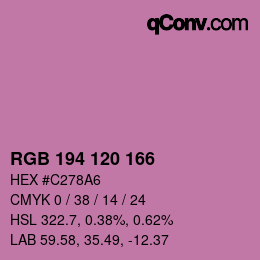 颜色代码: RGB 194 120 166 | qconv.com