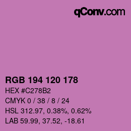 カラーコード: RGB 194 120 178 | qconv.com