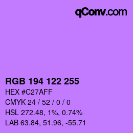 Color code: RGB 194 122 255 | qconv.com
