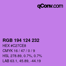 Color code: RGB 194 124 232 | qconv.com